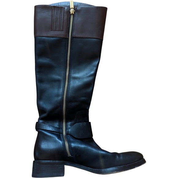 Michael Kors Leather Knee High Riding Boots Black Two Tone Side Zip Sz 6 ST14G - Picture 5 of 11